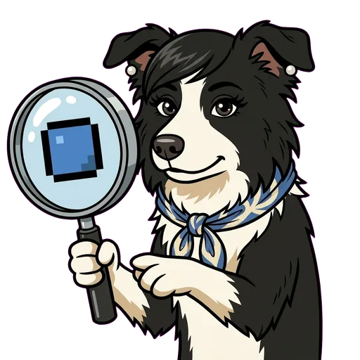 Border collie cartoon portrait of Melanie Pixel-kins